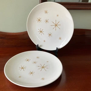 2 VTG MCM Atomic Starburst STAR GLOW Dinner Plates Royal Ironstone China USA - Picture 1 of 7