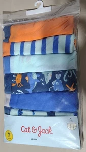Cat & Jack Boys XL Underwear Briefs 7 Pack Size 16 Cotton Ocean Shark Fish NEW - Picture 1 of 3