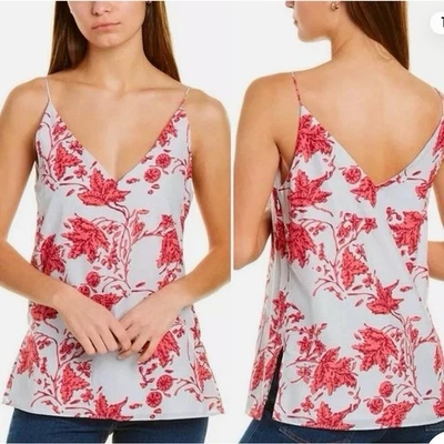 Nuevo con etiquetas Club Monaco Mezcla de Seda Estampado Cami Chemise Tanque Gris Rosa Floral - Talla M Foto 1 de 4