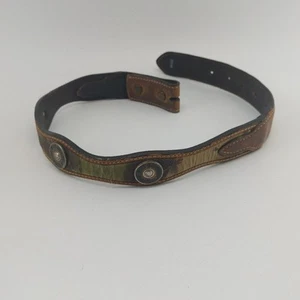 Nocona Belt Child's Camo Scalloped Replacement Belt Brown Leather Fabric Size 22 - Picture 1 of 8