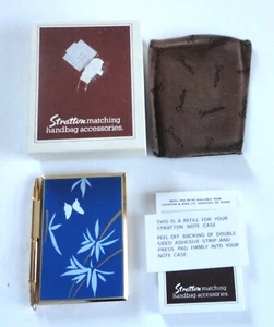 Vtg MIB Stratton UK Gold Tone Blue Enamel Notebook 5-155/597 Butterfly Bamboo - Picture 1 of 7