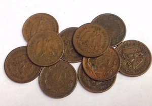 10 x MEXICO 1 ONE CENTAVO Coins, vintage bronze 1905-1949 type KM#415 Mixed Lot - Picture 1 of 2
