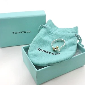 Tiffany Co Sterling Silver 18k Gold Hook and Ball Eye Ring Pouch Box - Picture 1 of 7