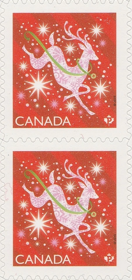 Canadá 3201 Navidad Brillante y Brillante Reno P Vert Par MNH 2019 Foto 1 de 1