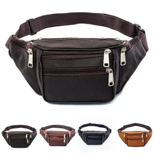 Bum Bag Genuine Leather Fanny Pack Festival Money Pouch Travel Waist Belt Wallet - Picture 1 of 16