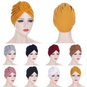 Womens Headband Stretch Turban Hat Chemo Cap Hair Loss Head Scarf Wrap Hijab US⇘ - Picture 1 of 19