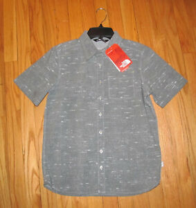 The North Face Boys SS Gray Button Front Shirt L (14-16) NWT
