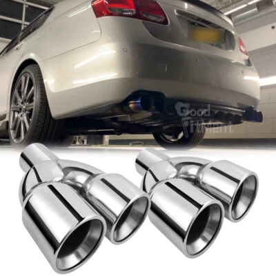 9.7" Quad Exhaust Tip 2.5" in 3.5" Out Dual Pipe Tail For Lexus GS350 IS F RC350 - Image 1 of 4