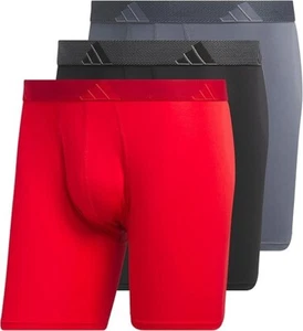 adidas Men's Underwear Boxer Briefs Microfiber (3 Pack) Size 2XL Red Gray Black - Picture 1 of 7