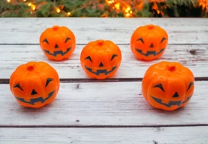 "Lote de 5 contenedores de golosinas de caramelo vintage Pumpkin Jack O Lantern 8 1/2""" - Imagen 1 de 7