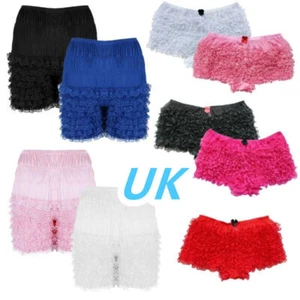 UK Women Lace Layered Ruffle Shorts Bloomers Frilly Hot Pants Panties Knickers - Picture 1 of 56