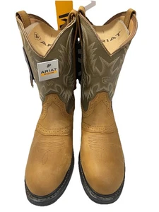 Ariat Mens Workhog H20 Composite Toe Boots, Color Aged Bark/ Army Green, Sz 12 D - Picture 1 of 6