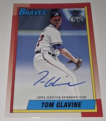 Tarjeta de 35 aniversario automática Tom Glavine serie 1 de béisbol Topps 2025 #90A-TGL Foto 1 de 2