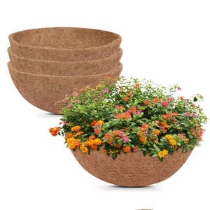 4 Pcs Coconut Hanging Basket Liners 14 Inch Sturdy round Coco Liners for Plante - Picture 1 of 7