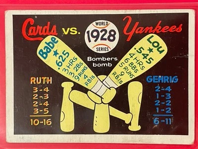 1970 Fleer Laughlin World Series Babe Ruth/Lou Gehrig 1928 World Series #25 HOF - Image 1 of 2