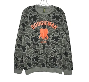 Marsh Wear Fireside Fleece Crew Neck Pullover Mens M Green Camo Orange Boogieman - Picture 1 of 15