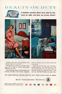 Bell Telephone Beauty on Duty Bedroom Extension Phone Lady Vintage Print Ad 1959 - Picture 1 of 4