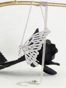 Collar Colgante Mariposa Hecho con Swarovski Cristal Plata Transparente Bling Bling - Imagen 1 de 6