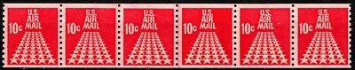 Star-Runway 1968 MNH Well-Centered Strip of 6 Line Pair in Middle Scott C73      - Image 1 of 2