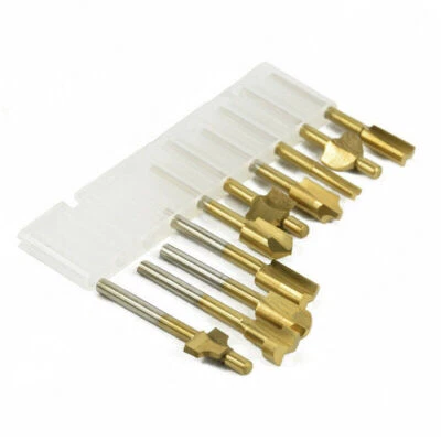 10/ Rotary Tool Sets 1/8" 3mm Mini Shank HSS Titanium Router Bits Fit For Dremel - Image 1 of 4