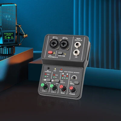 Audio Mixer Usb Dj Sound Mixing Console Amplifier Studio Live Party 2 Channel - Image 1 of 4