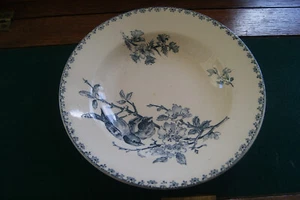 Jugendstil Fayence Teller "Favori" blau Saargemund Frankreich Antik um 1879-1900 - Bild 1 von 19