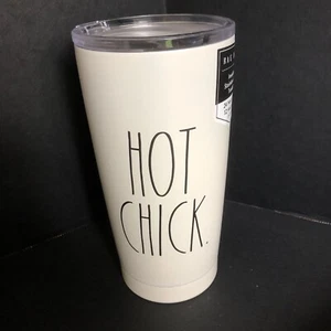 Rae Dunn 17 Oz BPA Free Tumbler Cream “HOT CHICK” Hot Or Cold Coffee New Gift - Picture 1 of 5
