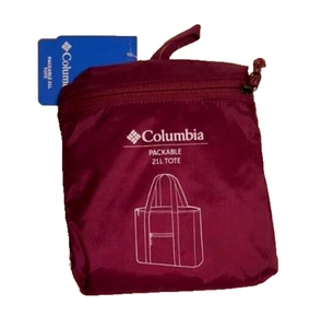 NWT Columbia Sportswear Unisex Packable 21 L Tote Travel Shopping Bag Burgundy - Picture 1 of 4