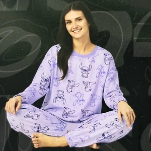 NWT Disney Stitch Womens Size XL Purple Cozy Pajama 2 Piece Lounge Set - Picture 1 of 7