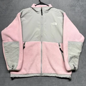 The North Face Denali Jacket Girls XL Pink Gray 100% Nylon Long Sleeve Full Zip - Picture 1 of 11