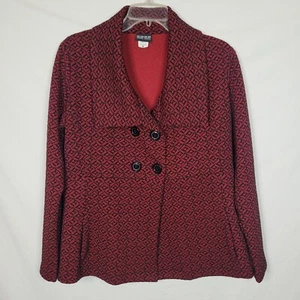 Nomadic Traders Womens Jacket Medium Red Black MOD Big Button Blazer w/ Pockets - Picture 1 of 10