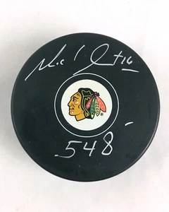 Michel Goulet Chicago Blackhawks Signed Autographed Hockey Puck 548 Beckett COA - Picture 1 of 1