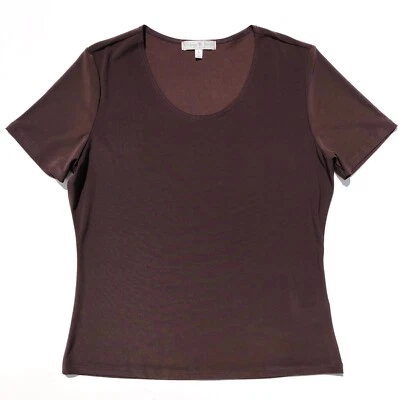 Blusa Top Vintage Suzie Manga Corta Mujer Grande Elástica Chocolate Marrón Básico Foto 1 de 4