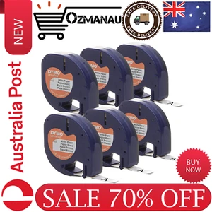 DYMO Authentic Lt Paper Labeling Tape for LetraTag Label Makers 1/2" 12mm Black - Picture 1 of 4