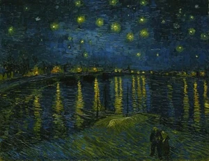 NOCHE ESTRELLADA SOBRE EL RÓDANO - POR Vincent van Gogh - 8 X 10 REIMPRESIÓN FOTOGRÁFICA - Imagen 1 de 1