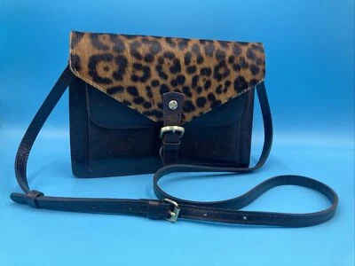 Patricia Nash Cassano Leopard Crossbody Bag Chocolate Leather and Cow Hide - Image 1 of 4