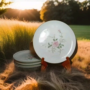 CONTOUR CHINA PICARDY ROSES  GOLD TRIM 6 DINNER PLATES 10 3/8"DIAMETERS - Picture 1 of 7