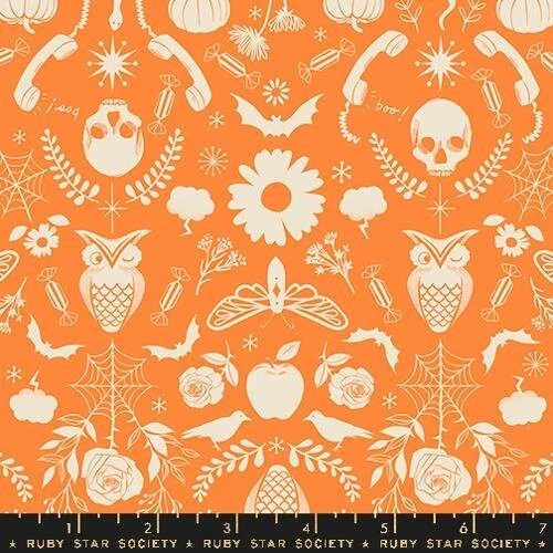 Moda Ruby Star Good Spirits RS5138 14 Pumpkin Creepy Damask COTTON - Image 1 of 1