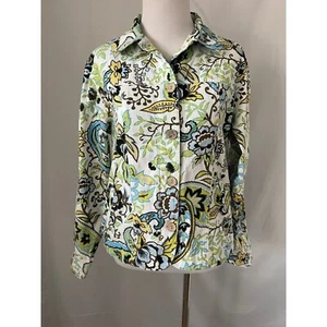 Coldwater Creek White Paisley Print Long Sleeve Jean Jacket - Picture 1 of 13