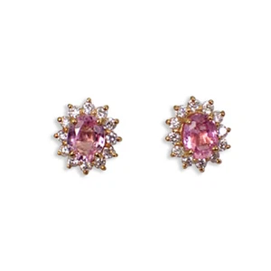 [Nuevo] Pendientes de diamantes de zafiro rosa K18YG [i5-3] - Imagen 1 de 10