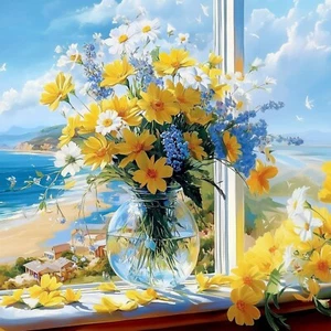 Flower Paint by Numbers Kit for Adults,Adult Paint by Number Kits on Canvas,Flow - Picture 1 of 7