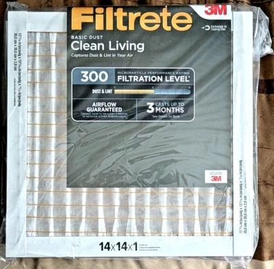 Filtrete 14X14X1 Air Filter MPR 300 MERV 5, Clean Living Dust, Furnace Pack of 6 - Image 1 of 4