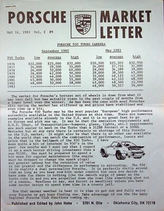 Porsche Market Letter - 16 de mayo de 1983 volumen 2 número 9 - Imagen 1 de 3