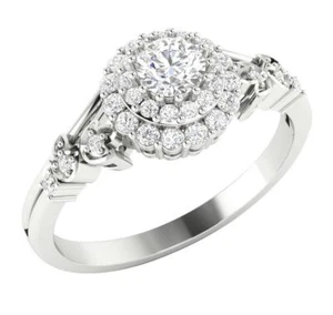 SI1 G 0.60 Ct Round Diamond Solitaire Halo Anniversary Ring 14K Gold Appraisal - Picture 1 of 12