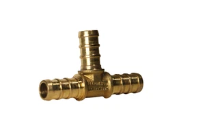 25 PIECES 3/8" X 3/8" X 3/8" PEX TEE - BRASS CRIMP FITTINGS (LEAD-FREE) - Picture 1 of 5