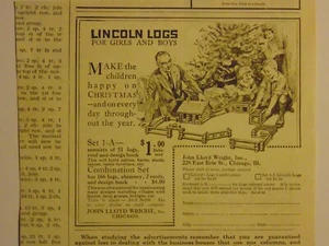 1923 LINCOLN LOGS for Boys and Girls print ad - Foto 1 di 1