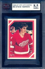 1986-87 OPC O PEE CHEE #30 Steve Yzerman Stickers Graded KSA 8.5 NM-MT+ Redwings