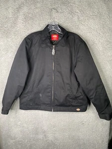 Dickies Eisenhower Short Jacket Mens Large Black Full Zip Insulated Workwear - Picture 1 of 13