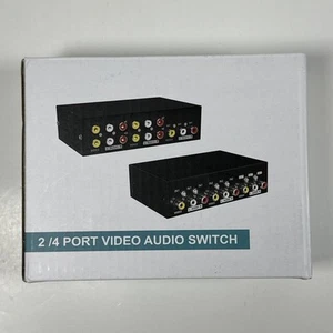 AV Switch Box Composite Selector 4 Port RCA Audio Video 4 In 1 Out To TV - Picture 1 of 1