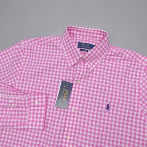 Camisa Polo Ralph Lauren Calce Clásico Guinga Elastizada Popelina Rosa Blanca Talla M - Imagen 1 de 8